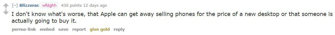 Blizzerac Reddit iPhone comment