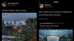 Benjamin Whoah MTVDave Trolls Changi Jewel to be in Newark Airport New Jersey gets Perfect comeback